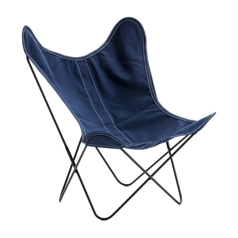 Fauteuil AA en coton bleu marine avec structure en acier noir Coton - Airborne