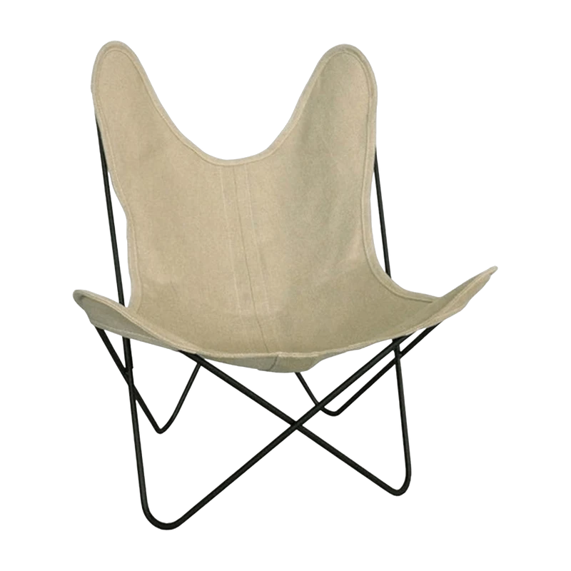Fauteuil AA en lin ficelle avec structure en acier noir Lin Indoor - Airborne