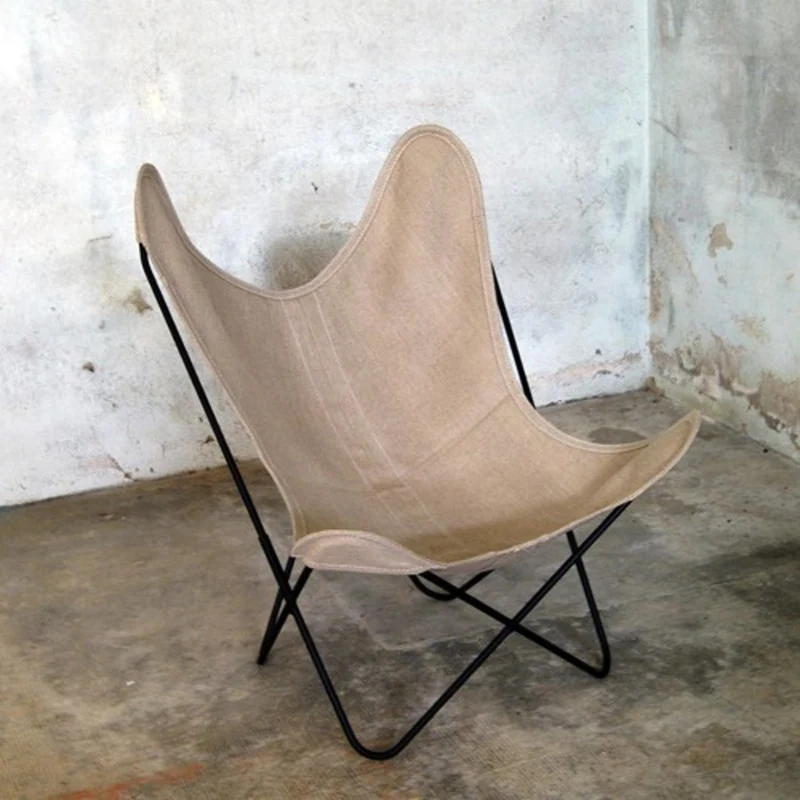 Fauteuil AA en lin ficelle avec structure en acier noir Lin Indoor - Airborne