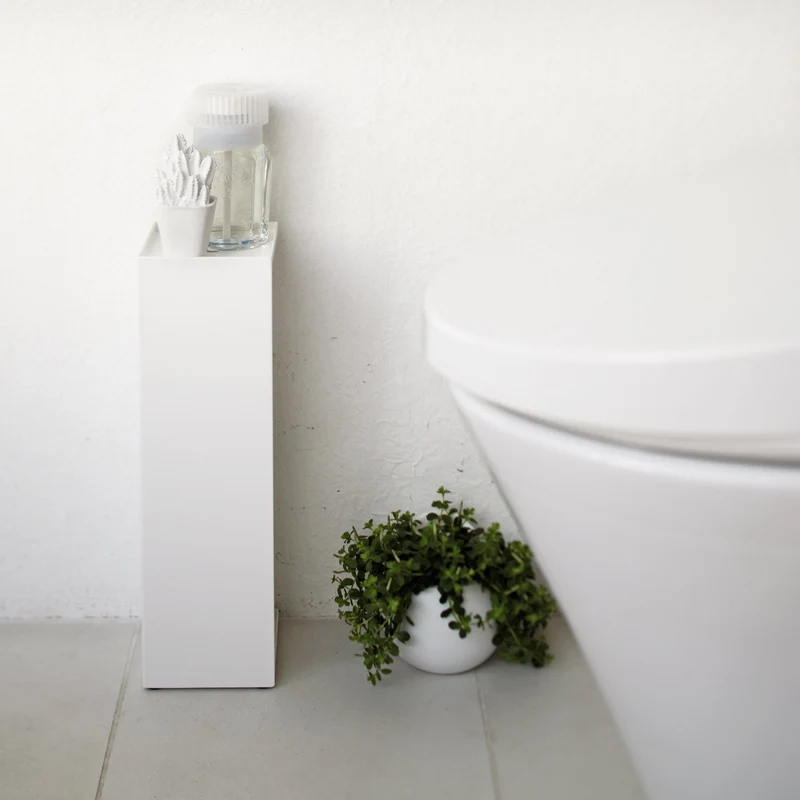 Meuble de rangement minimaliste blanc pour papier toilette - Yamazaki