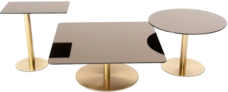Table d'appoint carrée en fer plaqué laiton et en verre cuivré Flash - Tom Dixon