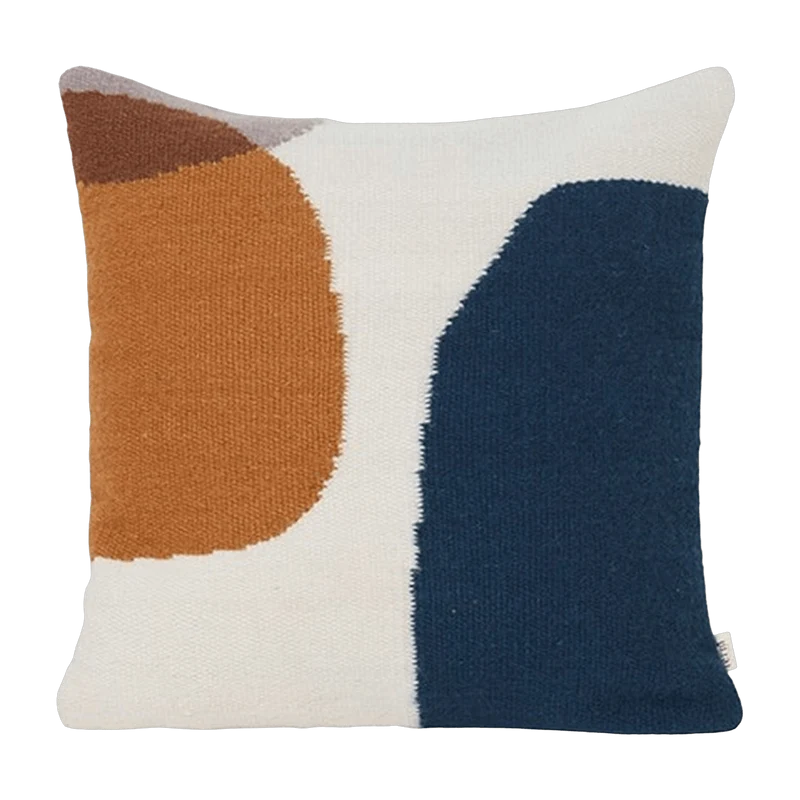 Coussin en laine bleu et orange Kelim - Ferm Living