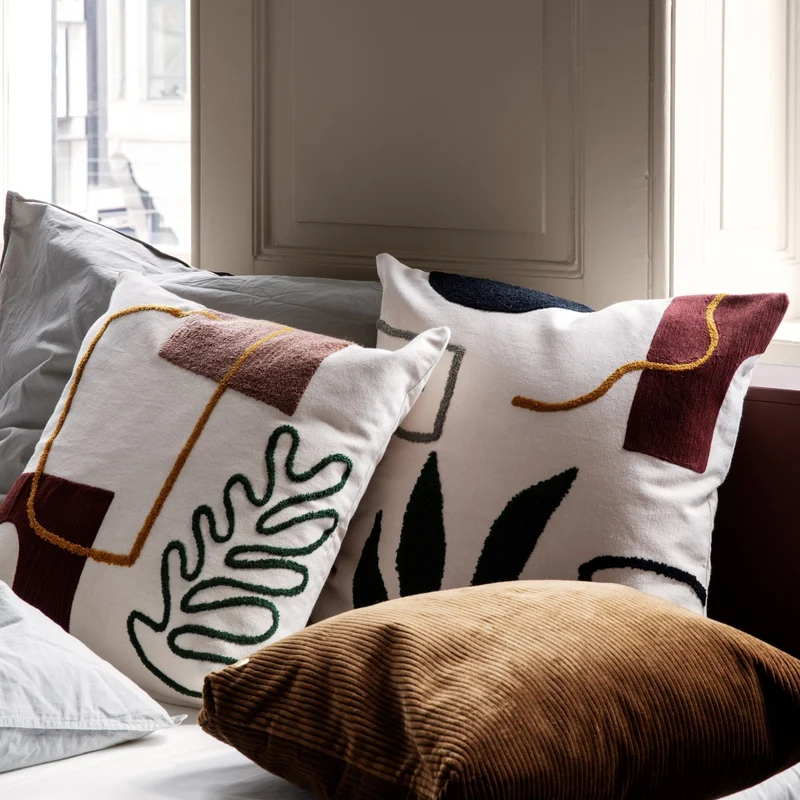 Coussin Cacti en coton blanc Mirage - Ferm Living