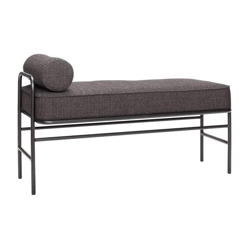 Banc en tissu et métal noir avec coussin - Hübsch