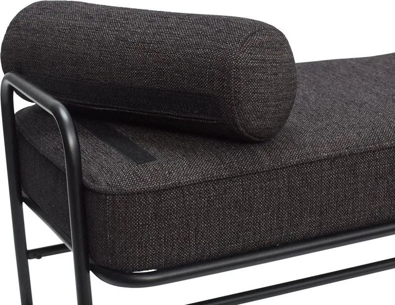Banc en tissu et métal noir avec coussin - Hübsch