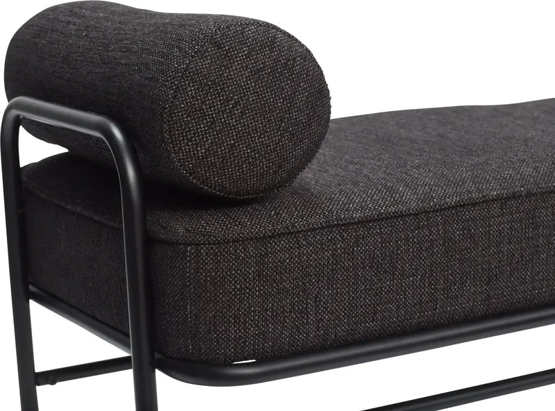 Banc en tissu et métal noir avec coussin - Hübsch