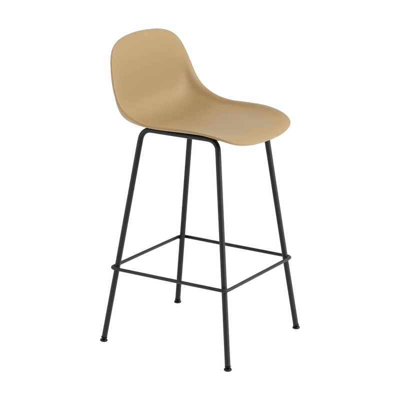 Chaise de bar 65 cm ocre piétement tubes Fiber - Muuto