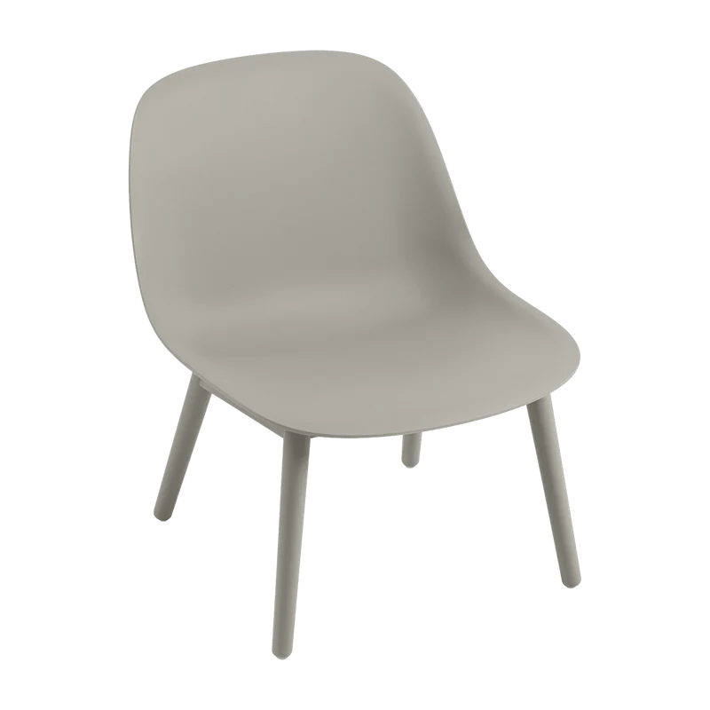 Chaise lounge grise piétement en chêne Fiber - Muuto