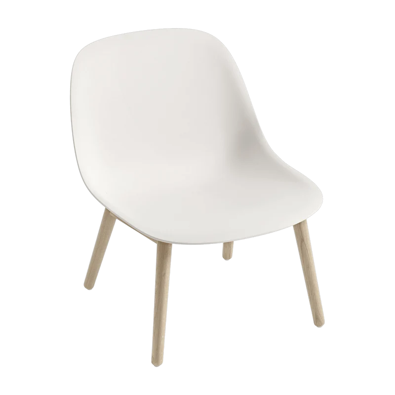 Chaise lounge blanche piétement en chêne Fiber - Muuto