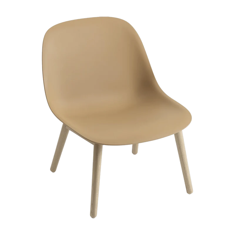 Chaise lounge ocre piétement en chêne Fiber - Muuto