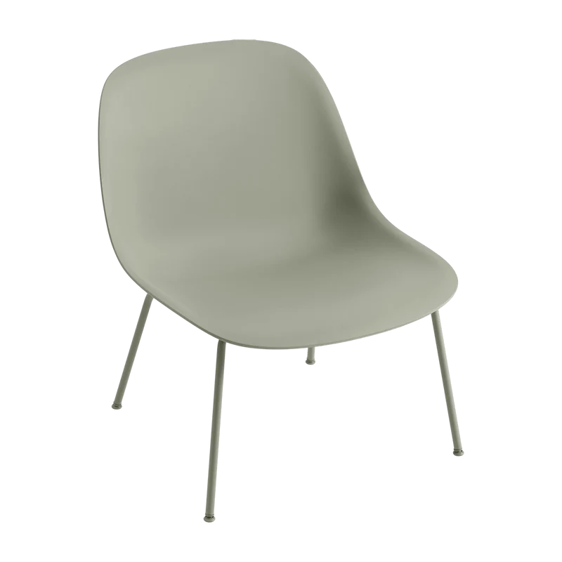 Chaise lounge verte piétement tubes Fiber - Muuto