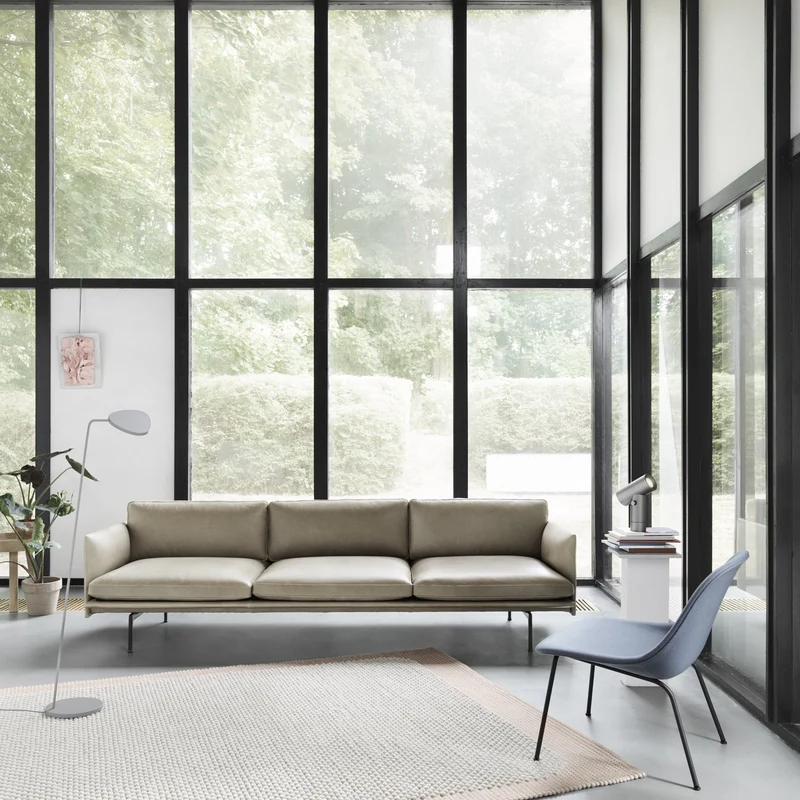 Chaise lounge verte piétement tubes Fiber - Muuto