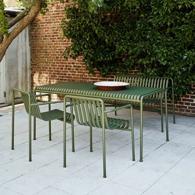 Fauteuil de jardin avec accoudoir en métal olive Palissade - HAY