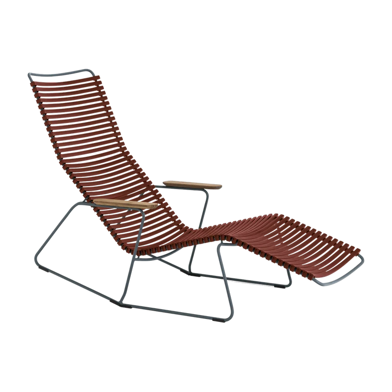 Chaise lounge modulable en métal et plastique rouge Paprika CLICK - Houe