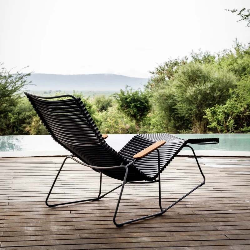 Chaise lounge modulable en métal et plastique vert clair CLICK - Houe