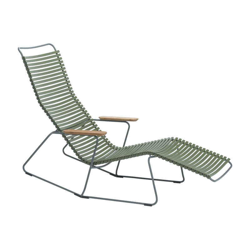 Chaise lounge modulable en métal et plastique vert olive CLICK - Houe