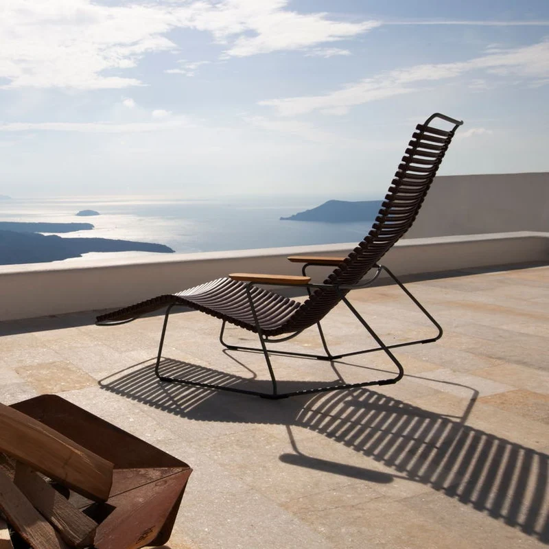 Chaise lounge modulable en métal et plastique gris foncé CLICK - Houe