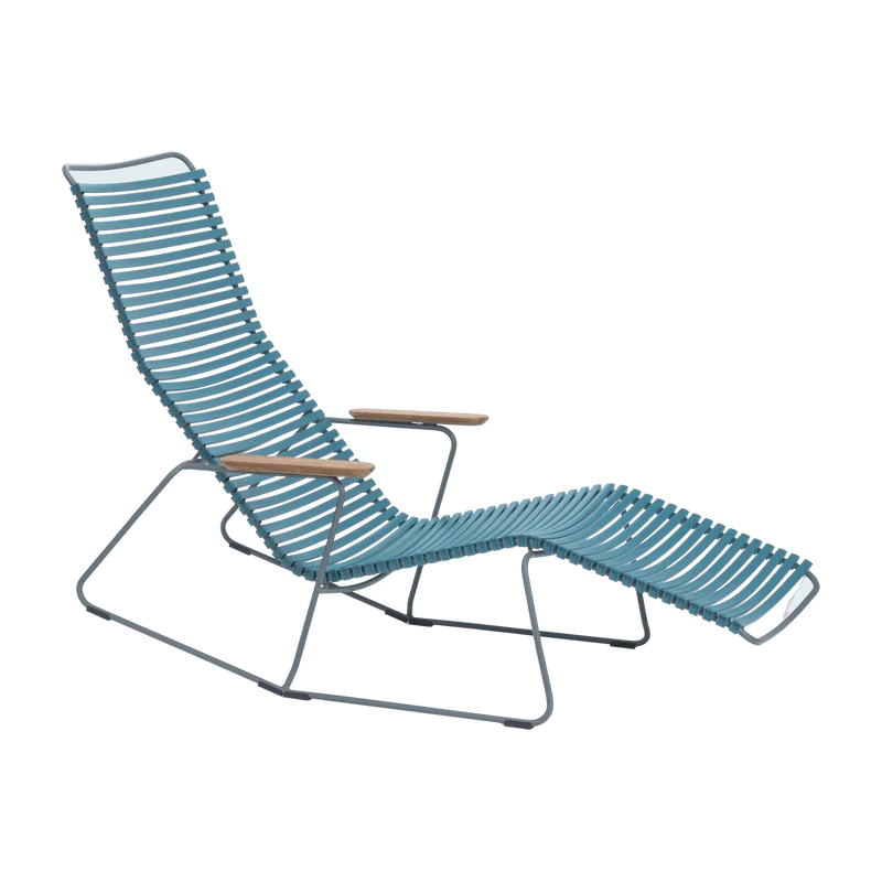 Chaise lounge modulable en métal et plastique bleu pétrole CLICK - Houe