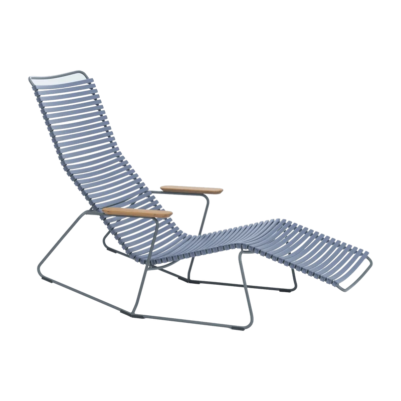 Chaise lounge modulable en métal et plastique bleu foncé CLICK - Houe