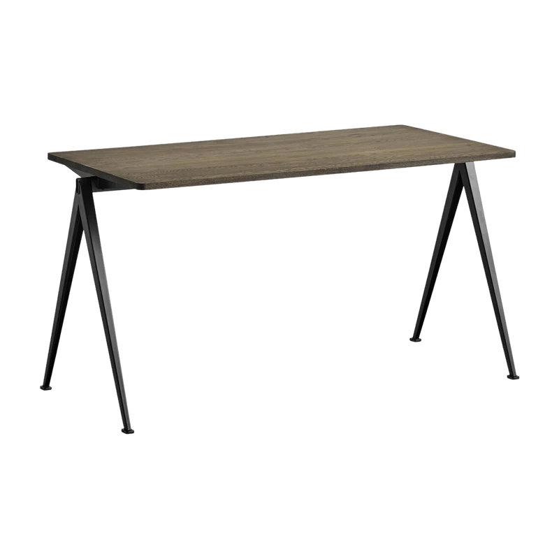 Table 140 x 65 cm en chêne solide fumé et acier noir Pyramid 01 - HAY