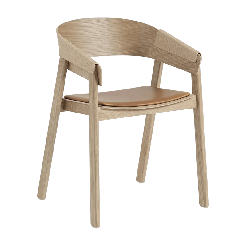 Fauteuil en chêne naturel et assise en cuir Cover - Muuto