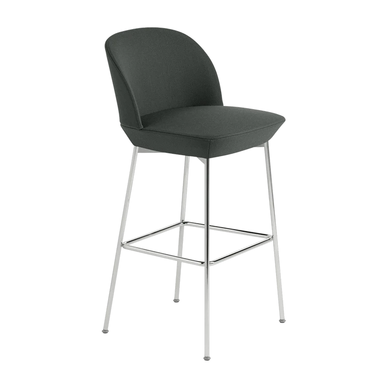 Chaise de bar 75 cm gris anthracite et pieds chrome Oslo - Muuto