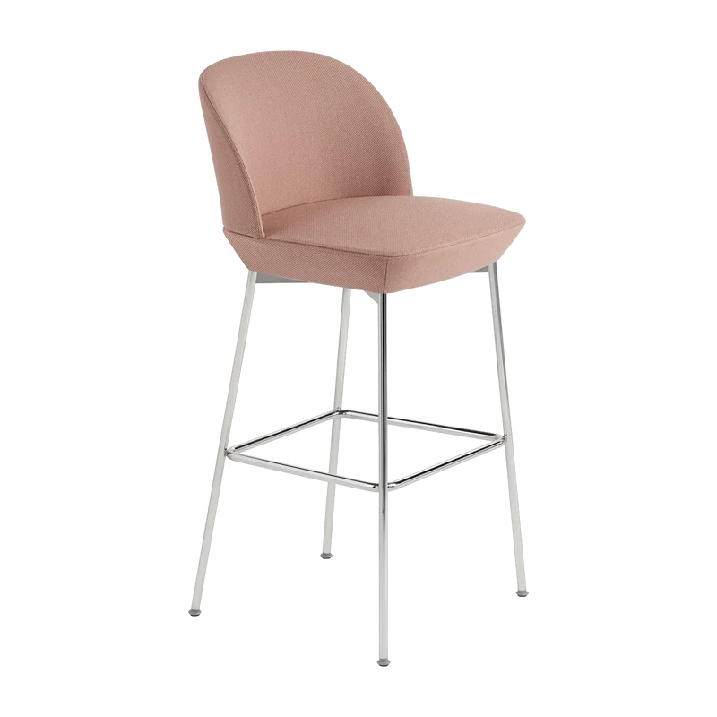 Chaise de bar 75 cm rose et pieds chrome Oslo - Muuto