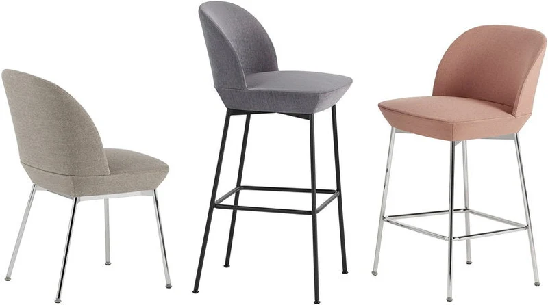Chaise de bar 75 cm rose et pieds chrome Oslo - Muuto