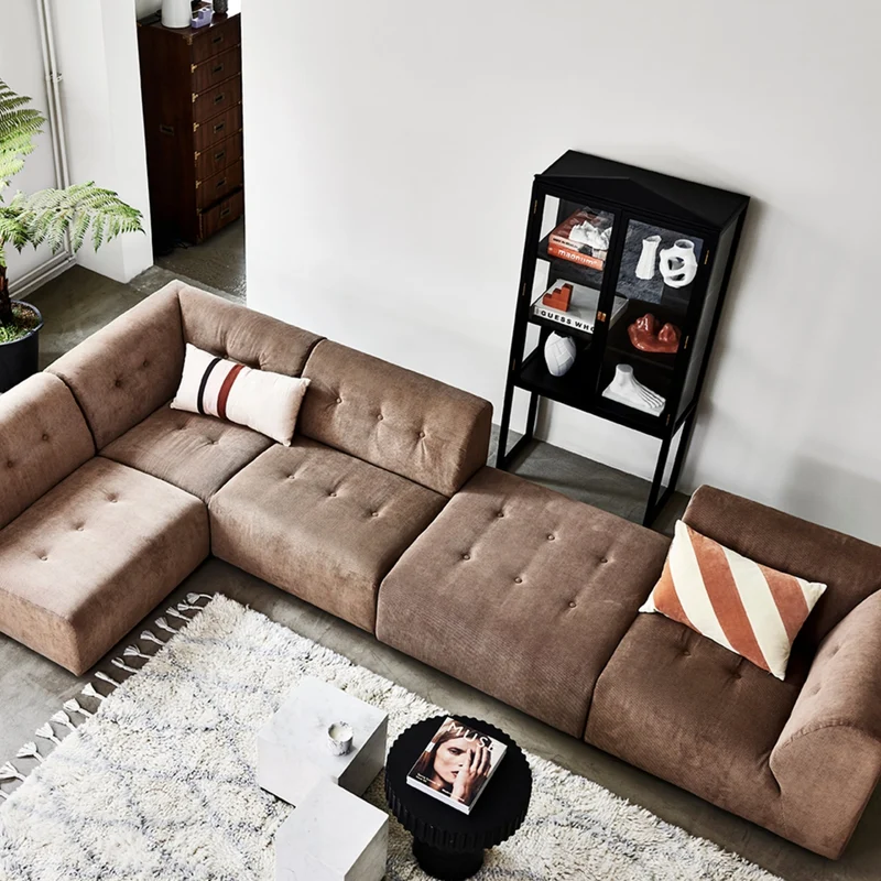 Coussin en velours rayé pêche et crème 40 x 60 cm - HKliving