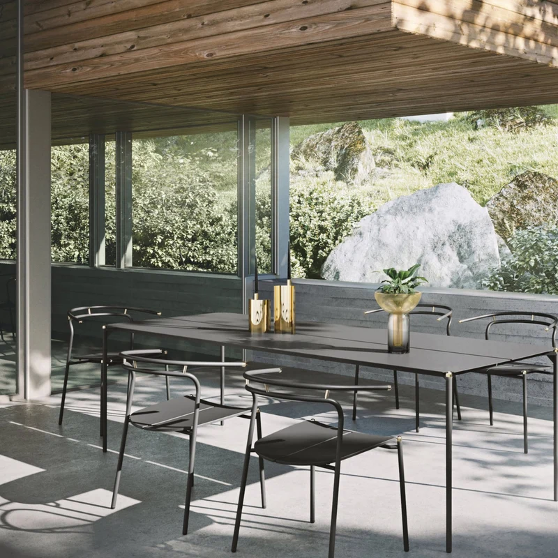 Chaise avec accoudoirs en acier noir Novo - Aytm