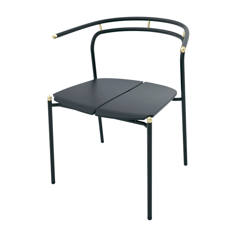 Chaise avec accoudoirs en acier noir et doré Novo - Aytm