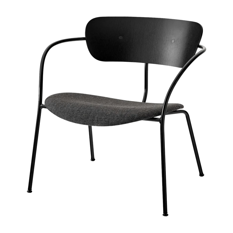 Fauteuil en chêne noir et tissu gris foncé AV6 Pavilion - &tradition