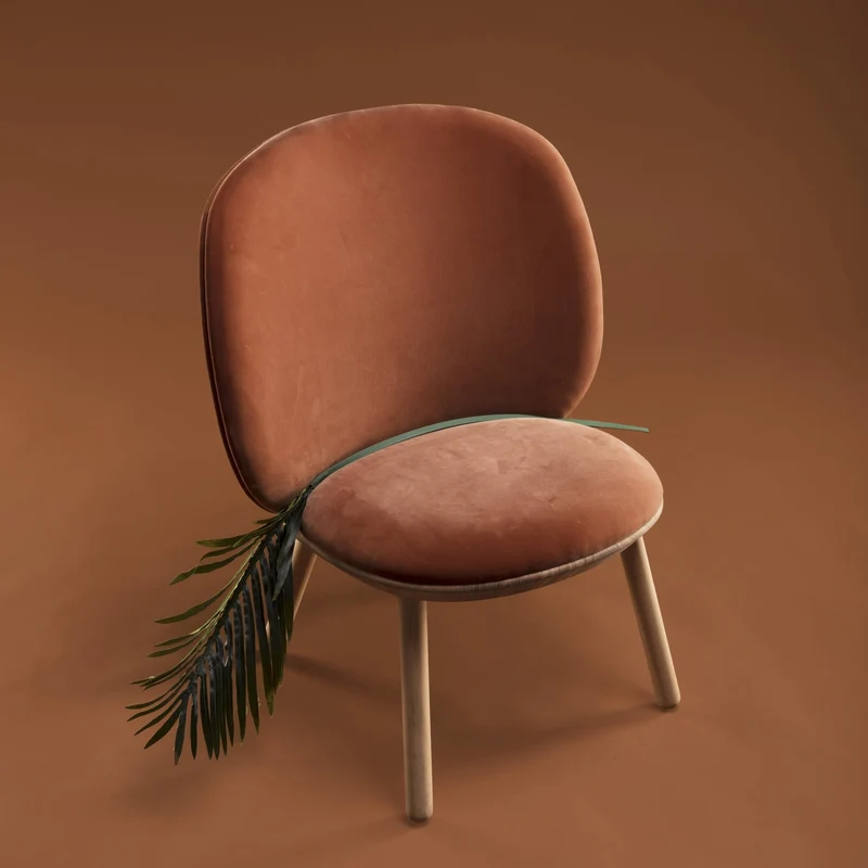 Fauteuil en velours terracotta Naïve - EMKO
