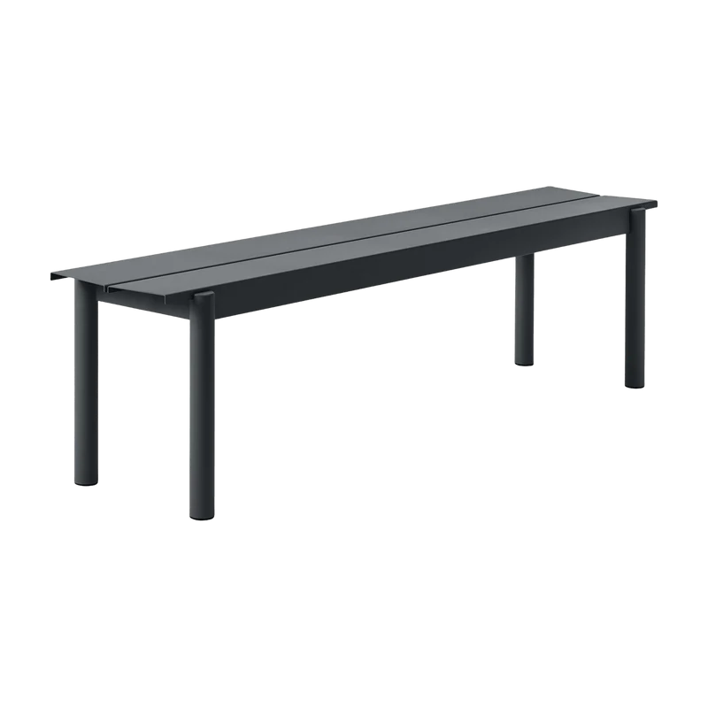 Banc d'extérieur en acier noir 170 x 34 cm Linear - Muuto