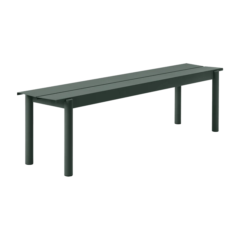 Banc d'extérieur en acier vert foncé 170 x 34 cm Linear - Muuto