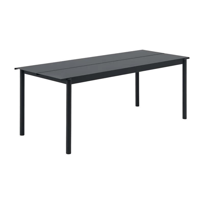 Table d'extérieur en acier noir 200 x 75 cm Linear - Muuto