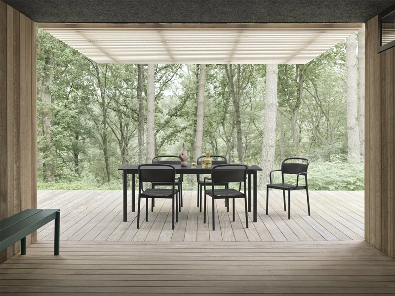 Table d'extérieur en acier noir 200 x 75 cm Linear - Muuto