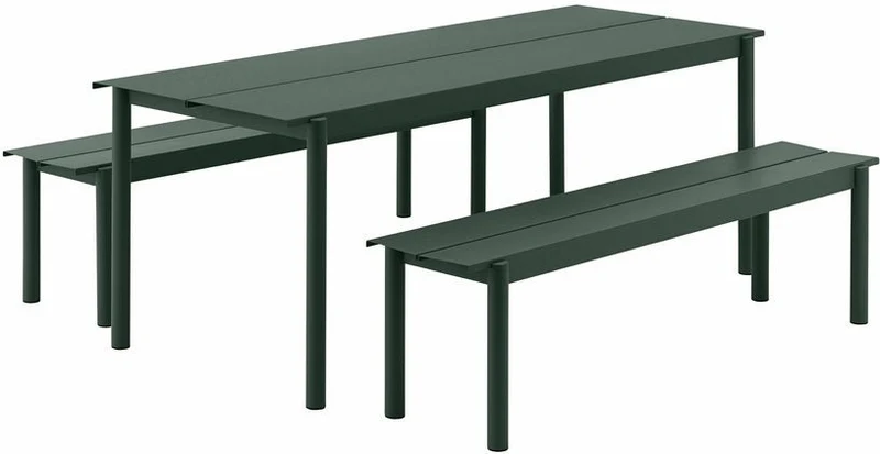 Table d'extérieur en acier vert foncé 200 x 75 cm Linear - Muuto