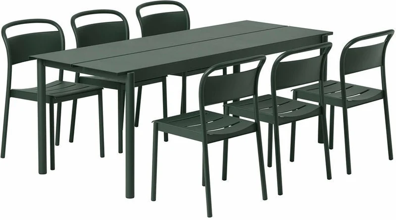 Table d'extérieur en acier vert foncé 200 x 75 cm Linear - Muuto