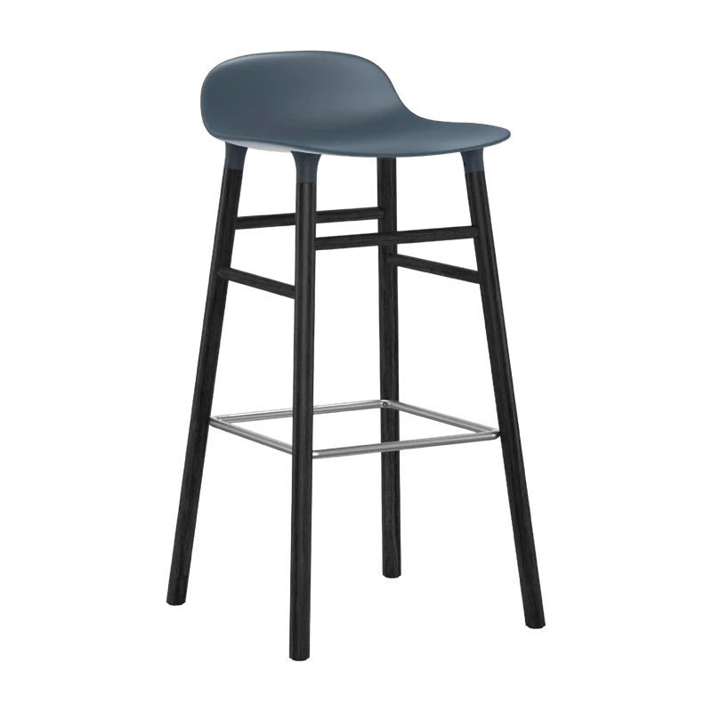 Tabouret de bar en bois noir et pp bleu 75 cm Form - Normann Copenhagen