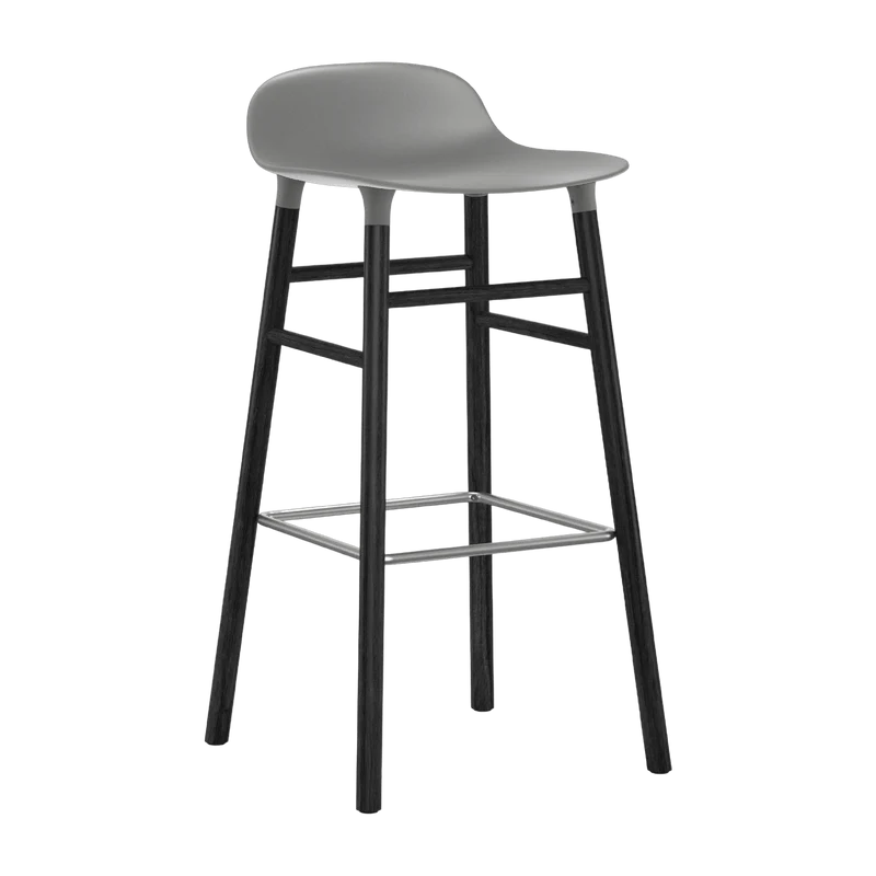 Tabouret de bar en bois noir et pp gris 75 cm Form - Normann Copenhagen