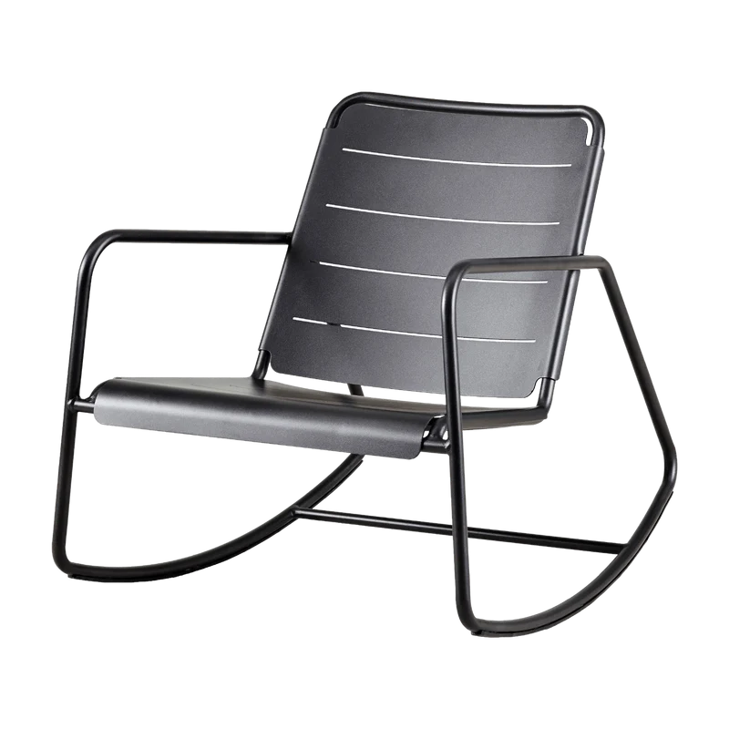 Fauteuil Rocking Chair en aluminium noir Copenhagen - Cane-Line