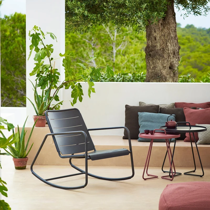 Fauteuil Rocking Chair en aluminium noir Copenhagen - Cane-Line