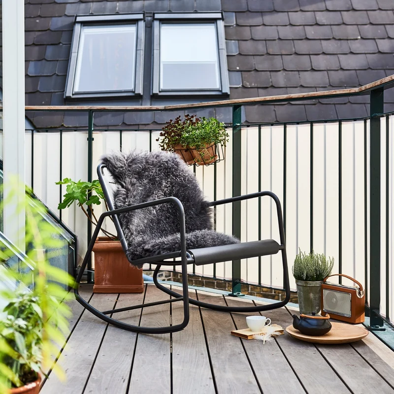 Fauteuil Rocking Chair en aluminium noir Copenhagen - Cane-Line