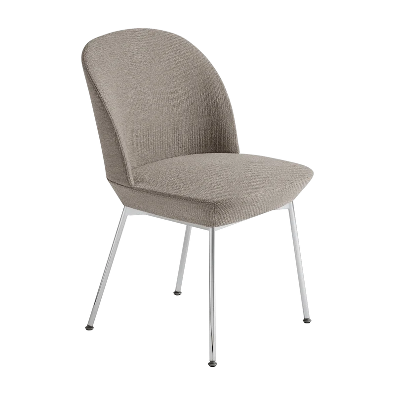 Chaise gris beige et pieds chrome Oslo - Muuto