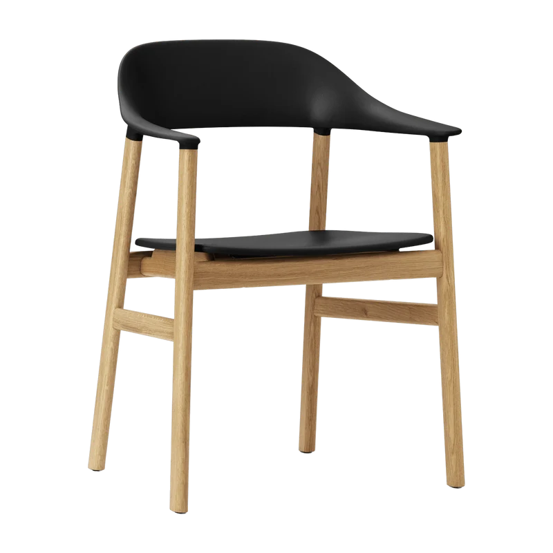 Chaise avec accoudoirs en chêne et polypropylene noir Herit noir - Normann Copenhagen