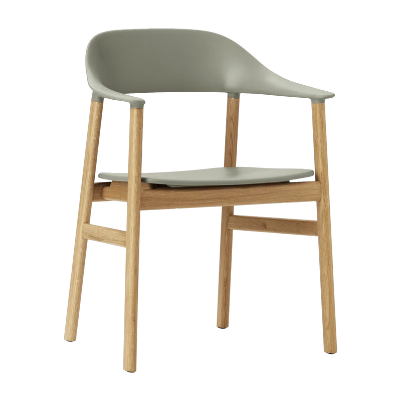 Chaise avec accoudoirs en chêne et polypropylene vert Herit Dusty vert - Normann Copenhagen