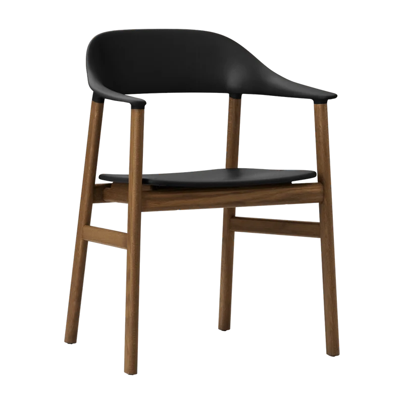 Chaise avec accoudoirs en chêne teinté et polypropylene noir Herit noir - Normann Copenhagen