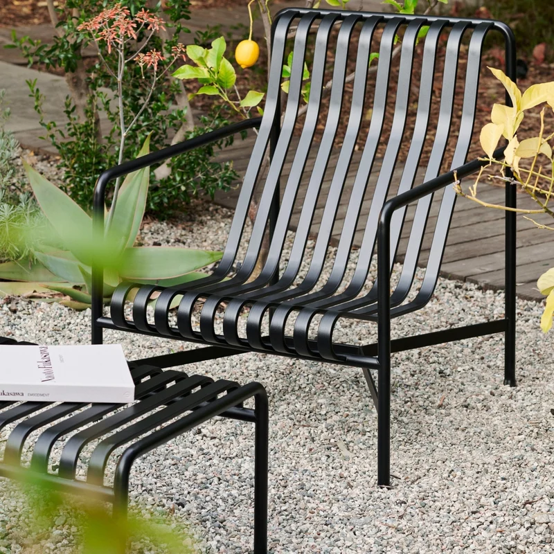 Fauteuil de jardin lounge en métal gris 73x88cm Palissade - HAY