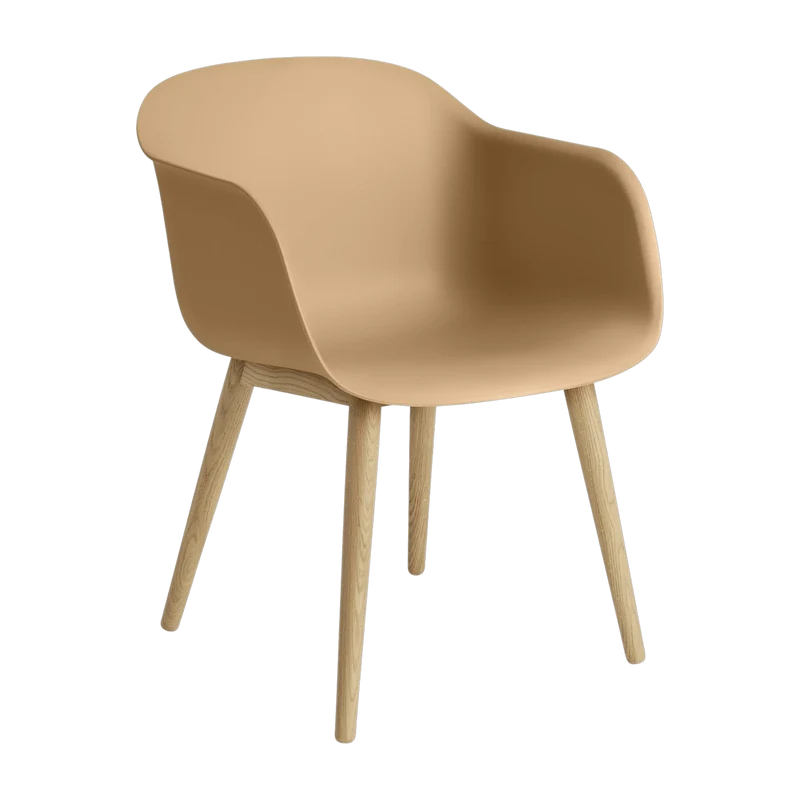 Chaise ocre piétement en bois chêne Fiber - Muuto